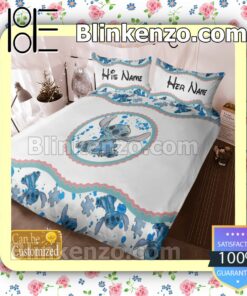 Personalized Stitch Autism Awareness Blue White Queen King Quilt Blanket Set c