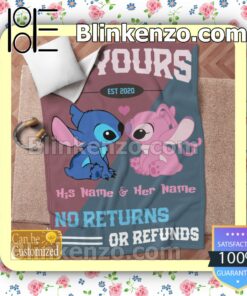 Personalized Stitch Couple I'm Yours No Returns Or Refunds Customized Handmade Blankets x