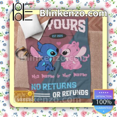 Personalized Stitch Couple I'm Yours No Returns Or Refunds Customized Handmade Blankets x