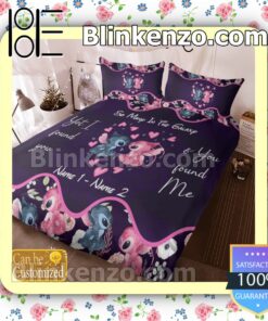 Personalized Stitch Couple So Many In The Galaxy Yet I Found You And You Found Me Purple Queen King Quilt Blanket Set c