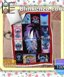 Personalized Stitch Kiss Under The Moon I Love You Customized Handmade Blankets x