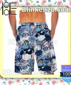 Personalized Tampa Bay Rays Tropical Floral America Flag For MLB Football Lovers Mens Shirt, Swim Trunk a