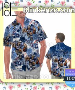 Personalized Tennessee Titans Tropical Floral America Flag Aloha Mens Shirt, Swim Trunk