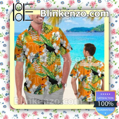 Personalized Tennessee Volunteers Parrot Floral Tropical Mens Shirt, Swim Trunk