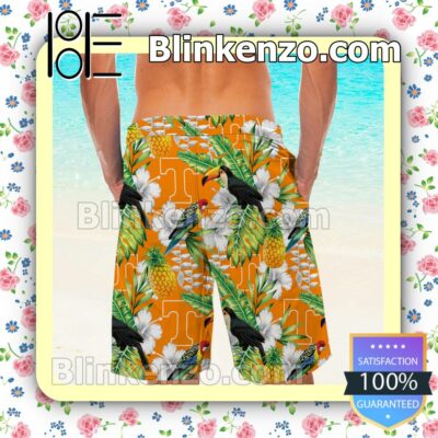 Personalized Tennessee Volunteers Parrot Floral Tropical Mens Shirt, Swim Trunk a