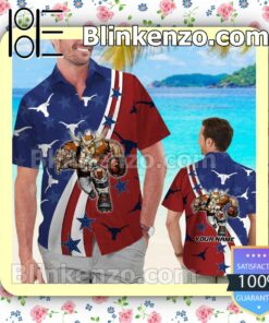 Personalized Texas Longhorns American Flag Mens Shirt, Swim Trunk
