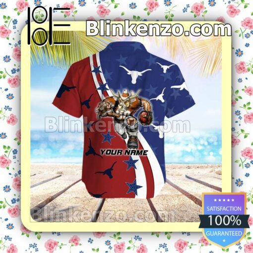 Personalized Texas Longhorns American Flag Mens Shirt, Swim Trunk a