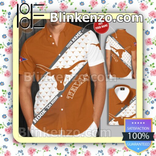 Personalized Texas Longhorns Football Brown Summer Hawaiian Shirt, Mens Shorts