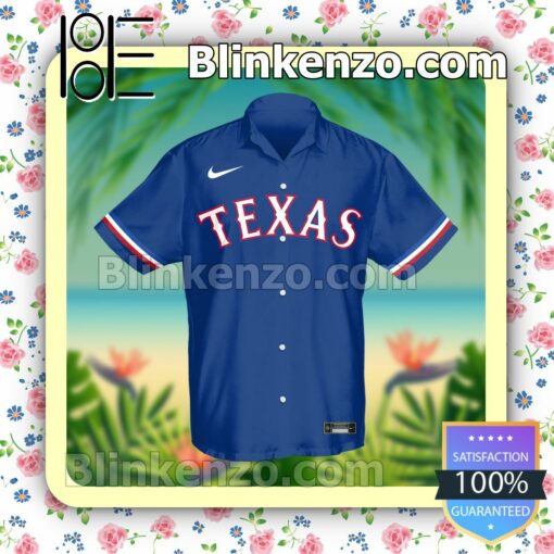 Personalized Texas Rangers Baseball Blue Summer Hawaiian Shirt, Mens Shorts a