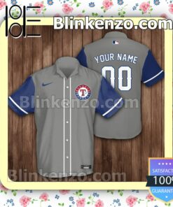 Personalized Texas Rangers Baseball Grey Blue Summer Hawaiian Shirt, Mens Shorts