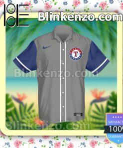 Personalized Texas Rangers Baseball Grey Blue Summer Hawaiian Shirt, Mens Shorts a