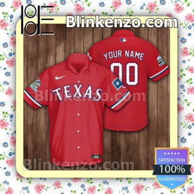 Personalized Texas Rangers Baseball Red Summer Hawaiian Shirt, Mens Shorts