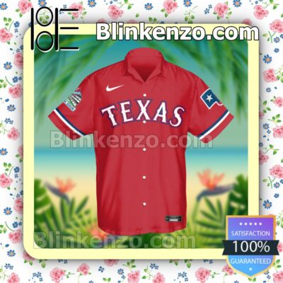 Personalized Texas Rangers Baseball Red Summer Hawaiian Shirt, Mens Shorts a