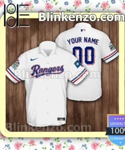 Personalized Texas Rangers Baseball White Summer Hawaiian Shirt, Mens Shorts