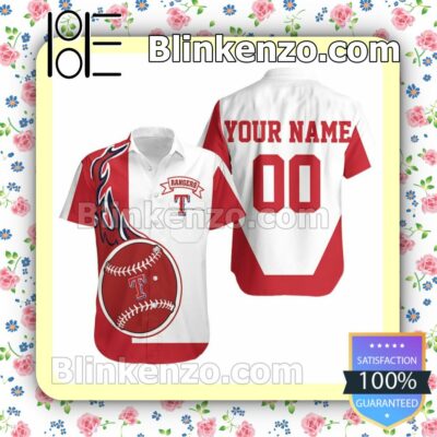 Personalized Texas Rangers Red And White Summer Shirt