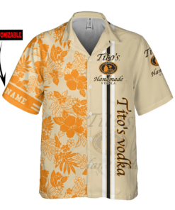 Personalized Tito's Handmade Vodka Beige Summer Hawaiian Shirt, Mens Shorts a