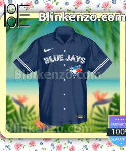 Personalized Toronto Blue Jays Baseball Navy Summer Hawaiian Shirt, Mens Shorts a