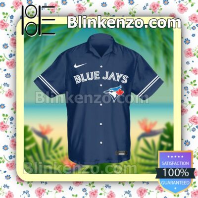 Personalized Toronto Blue Jays Baseball Navy Summer Hawaiian Shirt, Mens Shorts a