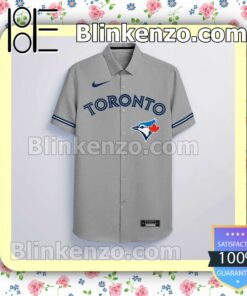 Personalized Toronto Blue Jays Gray Summer Hawaiian Shirt, Mens Shorts