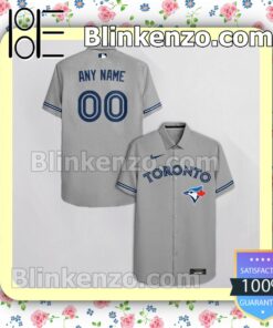 Personalized Toronto Blue Jays Gray Summer Hawaiian Shirt, Mens Shorts a