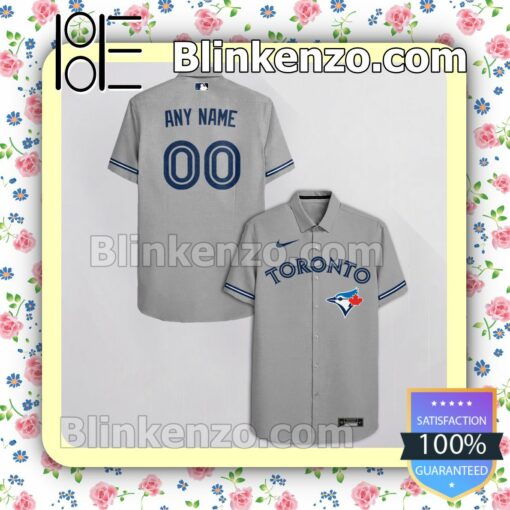 Personalized Toronto Blue Jays Gray Summer Hawaiian Shirt, Mens Shorts a