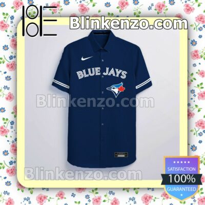 Personalized Toronto Blue Jays Navy Summer Hawaiian Shirt, Mens Shorts