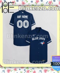 Personalized Toronto Blue Jays Navy Summer Hawaiian Shirt, Mens Shorts a