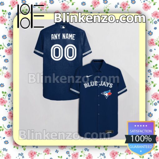 Personalized Toronto Blue Jays Navy Summer Hawaiian Shirt, Mens Shorts a