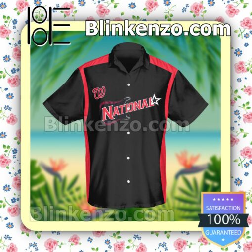Personalized Washington Nationals Baseball Black Summer Hawaiian Shirt, Mens Shorts a