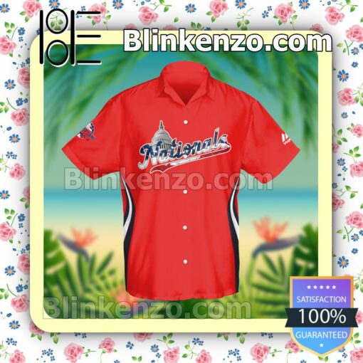 Personalized Washington Nationals Baseball Red Summer Hawaiian Shirt, Mens Shorts a