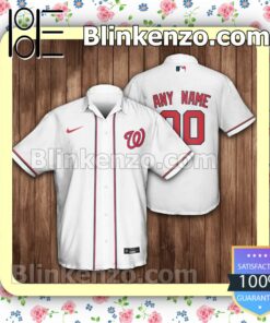 Personalized Washington Nationals Baseball White Summer Hawaiian Shirt, Mens Shorts