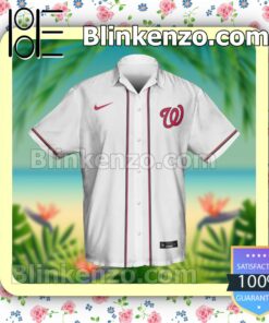 Personalized Washington Nationals Baseball White Summer Hawaiian Shirt, Mens Shorts a