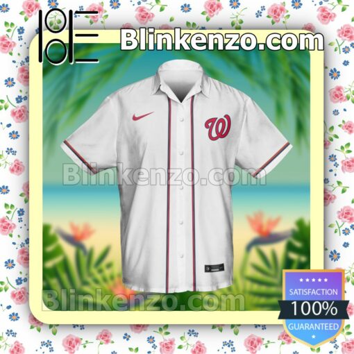 Personalized Washington Nationals Baseball White Summer Hawaiian Shirt, Mens Shorts a