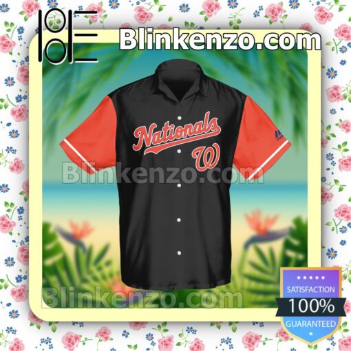 Personalized Washington Nationals Black Summer Hawaiian Shirt, Mens Shorts a