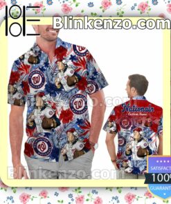 Personalized Washington Nationals Tropical Floral America Flag For MLB Football Lovers Mens Shirt, Swim Trunk