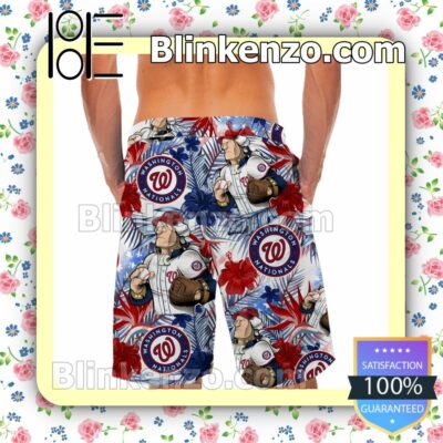 Personalized Washington Nationals Tropical Floral America Flag For MLB Football Lovers Mens Shirt, Swim Trunk a