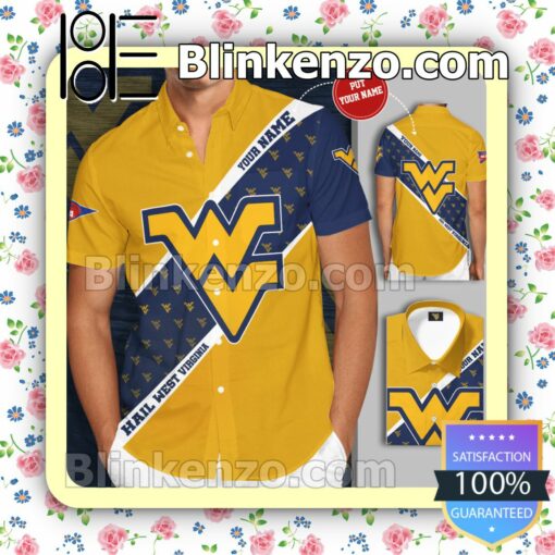 Personalized West Virginia Mountaineers Men'S Basketball Team Yellow Summer Hawaiian Shirt, Mens Shorts