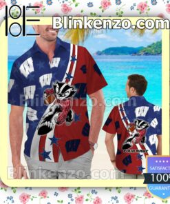Personalized Wisconsin Badgers American Flag Mens Shirt, Swim Trunk
