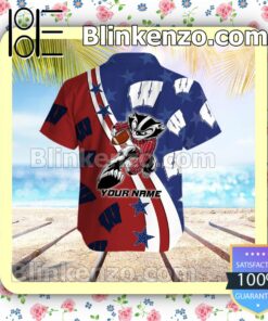 Personalized Wisconsin Badgers American Flag Mens Shirt, Swim Trunk a