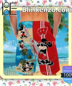 Personalized Wisconsin Badgers Mickey Mens Shirt, Swim Trunk a