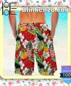 Personalized Wisconsin Badgers Parrot Floral Tropical Mens Shirt, Swim Trunk a
