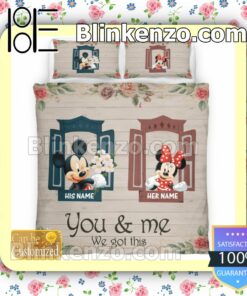 Personalized You And Me We Got This Couple Mickey And Minnie Queen King Quilt Blanket Set