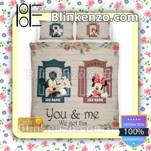 Personalized You And Me We Got This Couple Mickey And Minnie Queen King Quilt Blanket Set