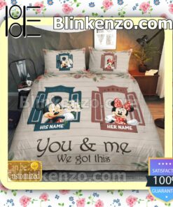 Personalized You And Me We Got This Couple Mickey And Minnie Queen King Quilt Blanket Set a