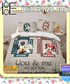 Personalized You And Me We Got This Couple Mickey And Minnie Queen King Quilt Blanket Set b