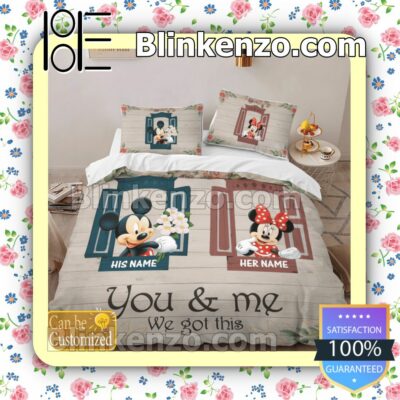 Personalized You And Me We Got This Couple Mickey And Minnie Queen King Quilt Blanket Set b