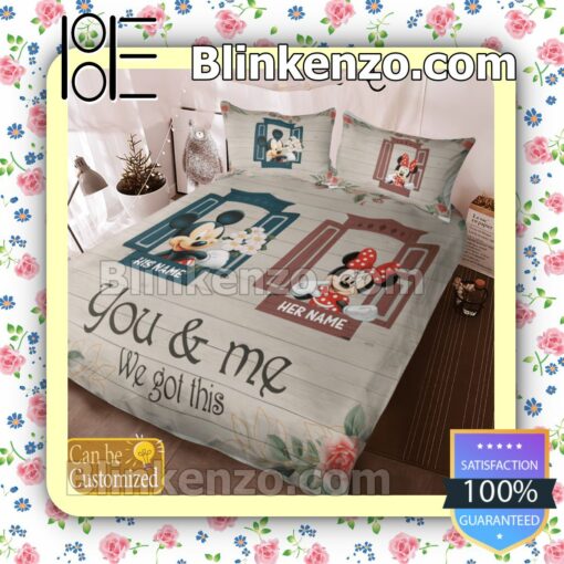 Personalized You And Me We Got This Couple Mickey And Minnie Queen King Quilt Blanket Set c