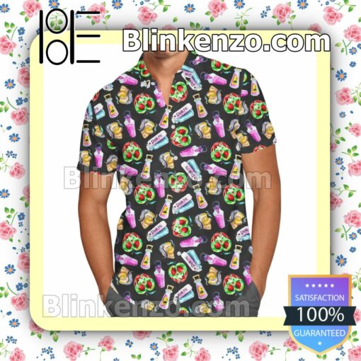 Pick Your Poison Disney Villains Inspired Black Summer Hawaiian Shirt, Mens Shorts