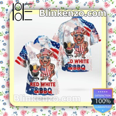 Pig Chief Red White And Bbq Independence Summer Shirts