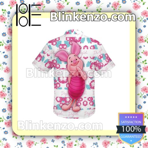 Piglet Winnie The Pooh Disney Hibicus Summer Hawaiian Shirt b